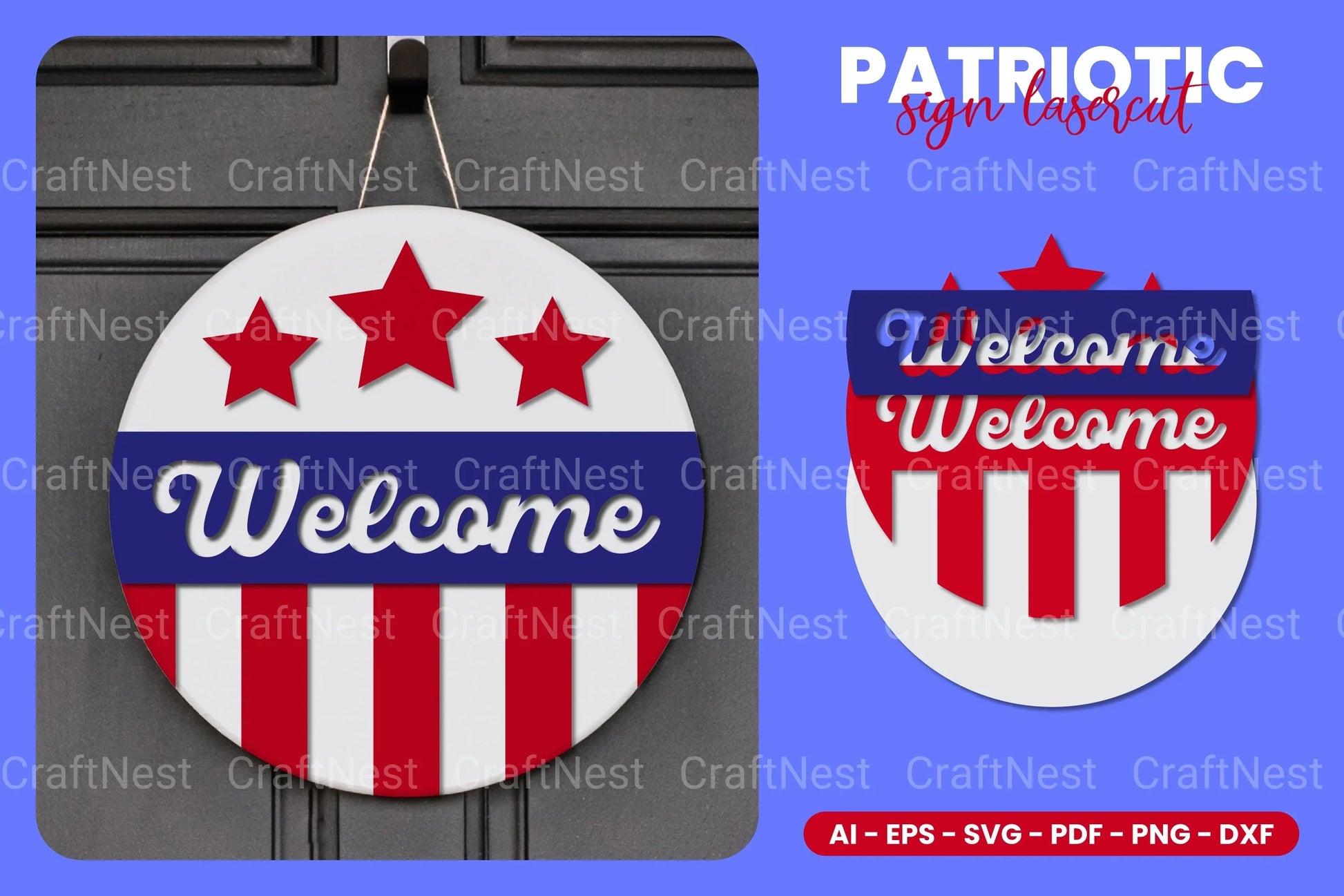 Patriotic Round Sign Laser Cut SVG Bundle - CraftNest - Digital Crafting and Art