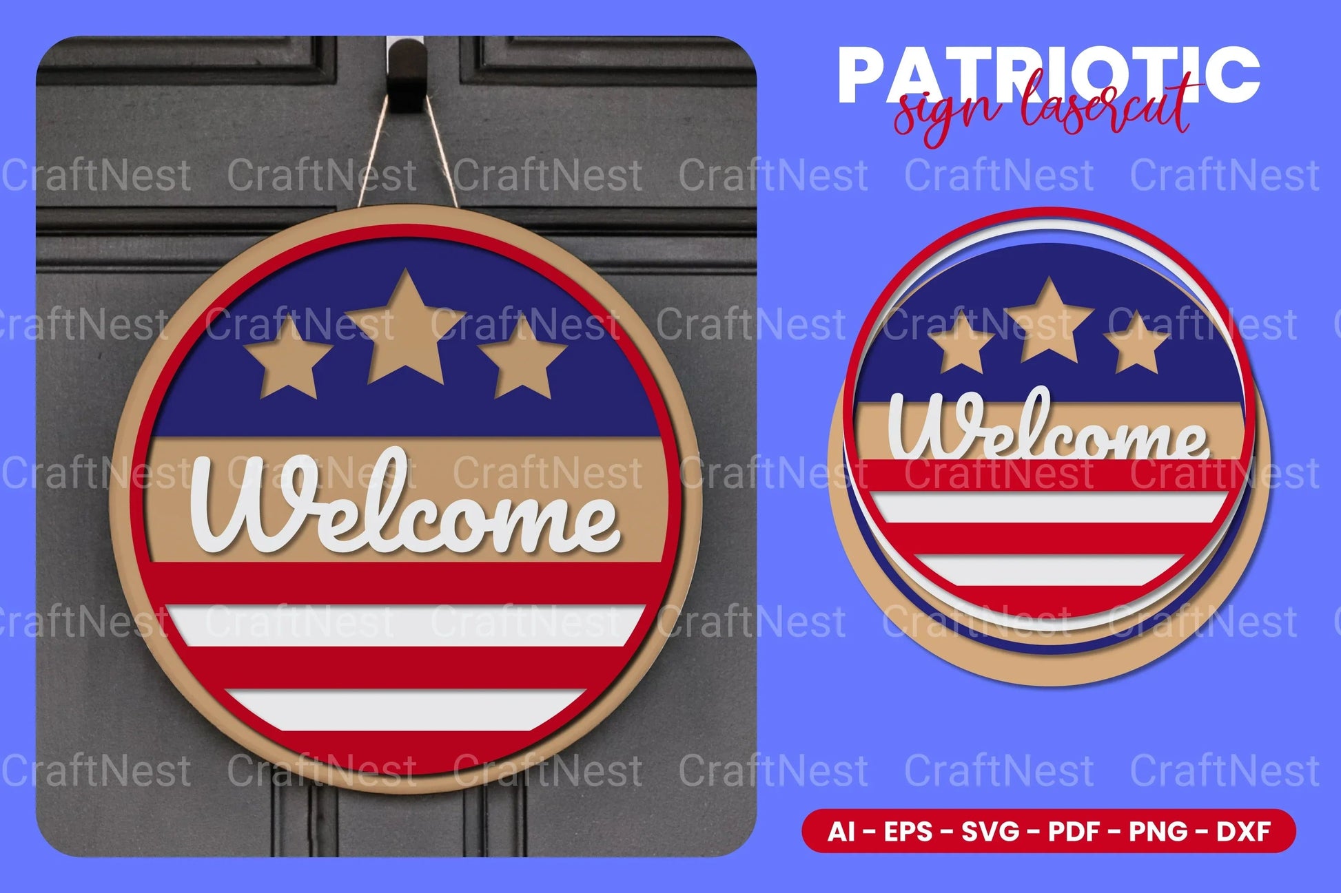Patriotic Round Sign Laser Cut SVG Bundle - CraftNest - Digital Crafting and Art