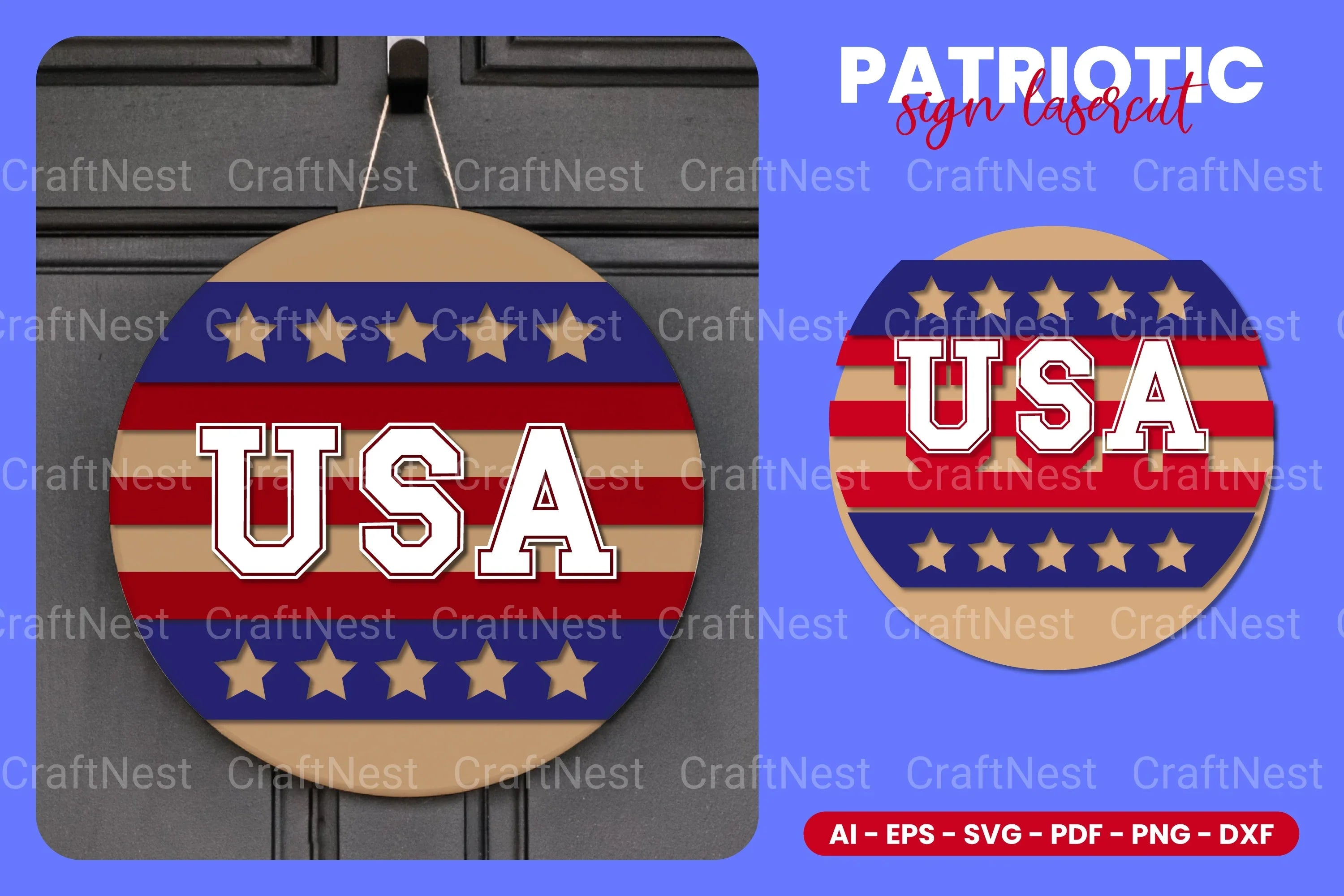 Patriotic Round Sign Laser Cut SVG Bundle - Clipart Bundle - CraftNest - Digital Crafting and Art