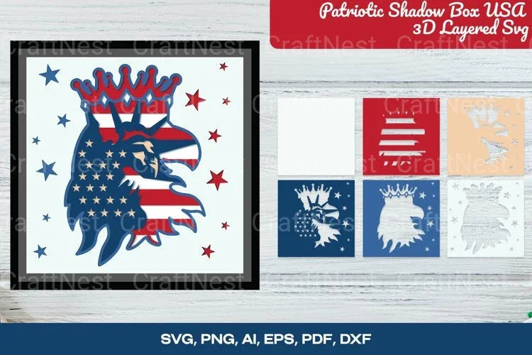 Patriotic USA 3D Layered Shadow Box SVG Bundle - CraftNest - Digital Crafting and Art