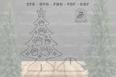 Paw Christmas Tree Laser Cut Home Decor Clipart Bundle - CraftNest - Digital Crafting and Art
