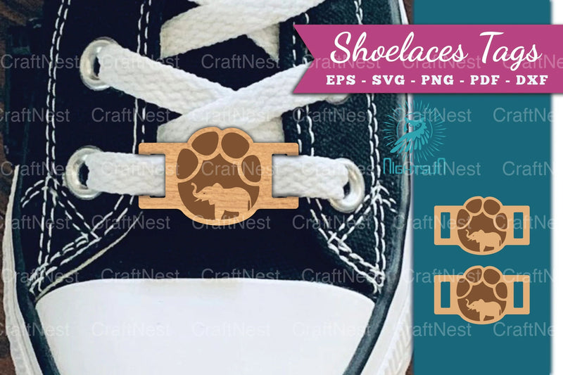 Paw Elephant Shoelaces Tags Laser Cut Clipart Bundle - CraftNest - Digital Crafting and Art