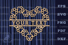 Paw Heart Lasercut Split Monogram Clipart Bundle - CraftNest - Digital Crafting and Art