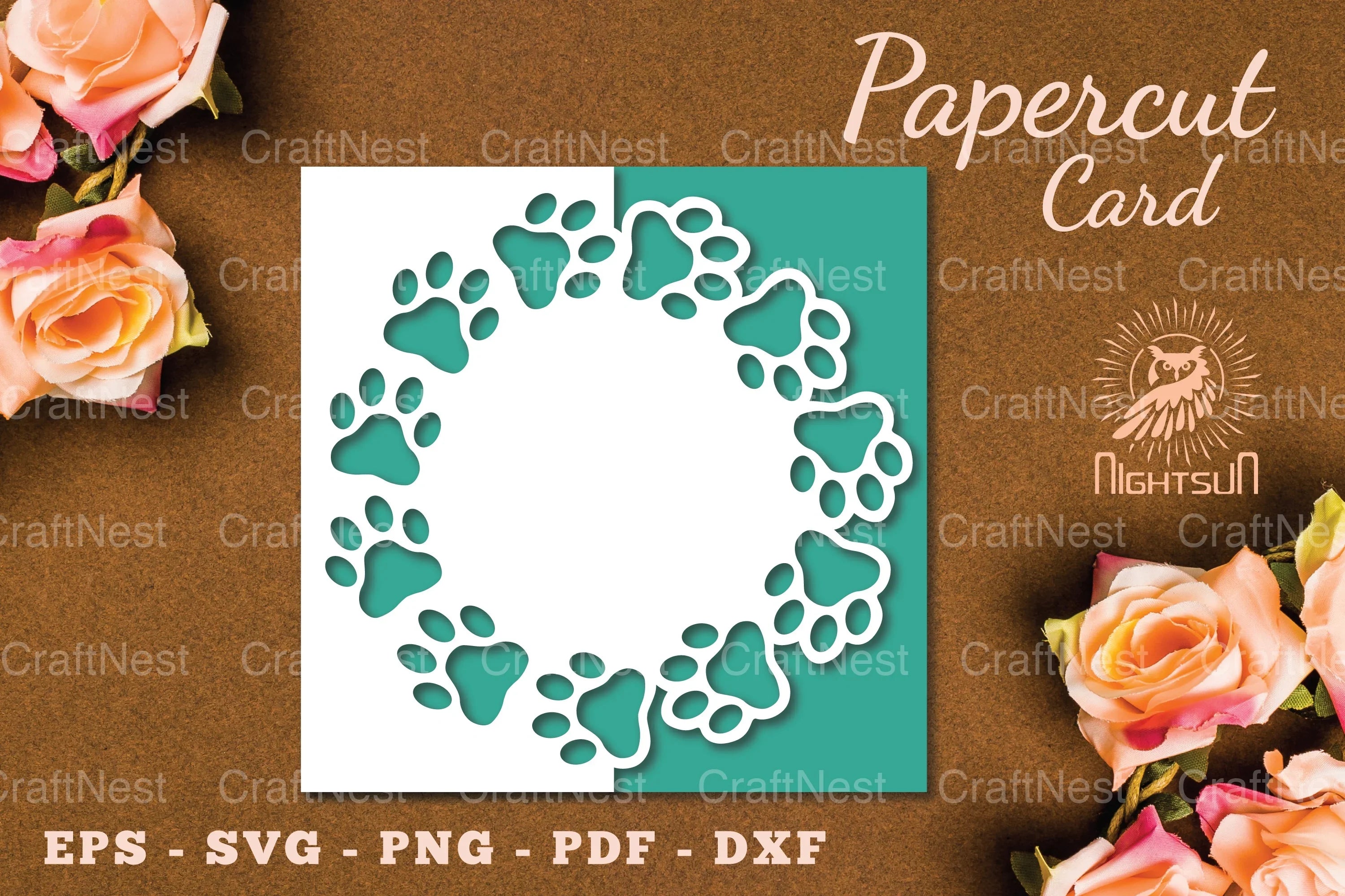 Paw Papercut Card SVG Bundle - CraftNest - Digital Crafting and Art