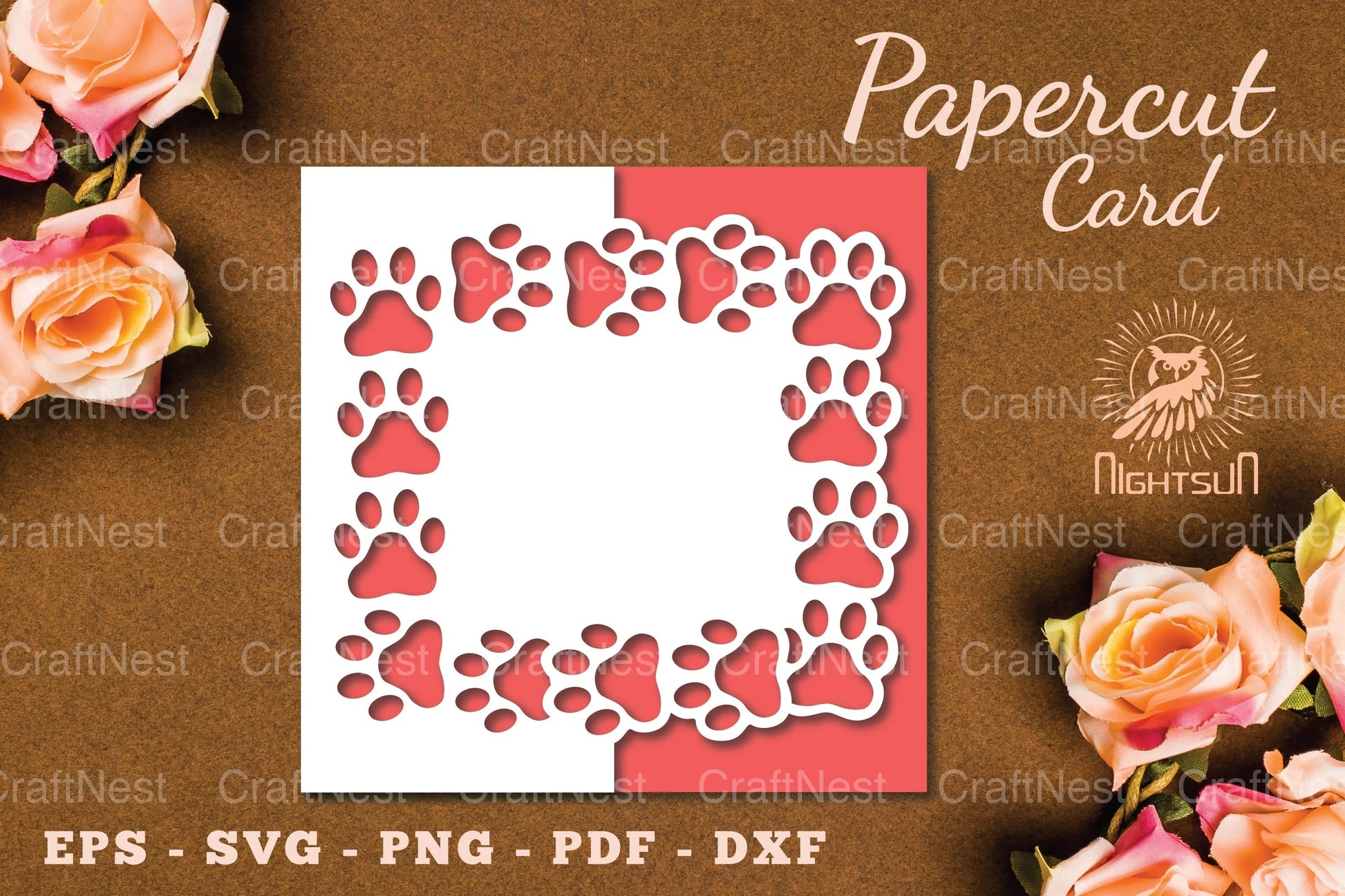 Paw Papercut Card SVG Bundle - CraftNest - Digital Crafting and Art