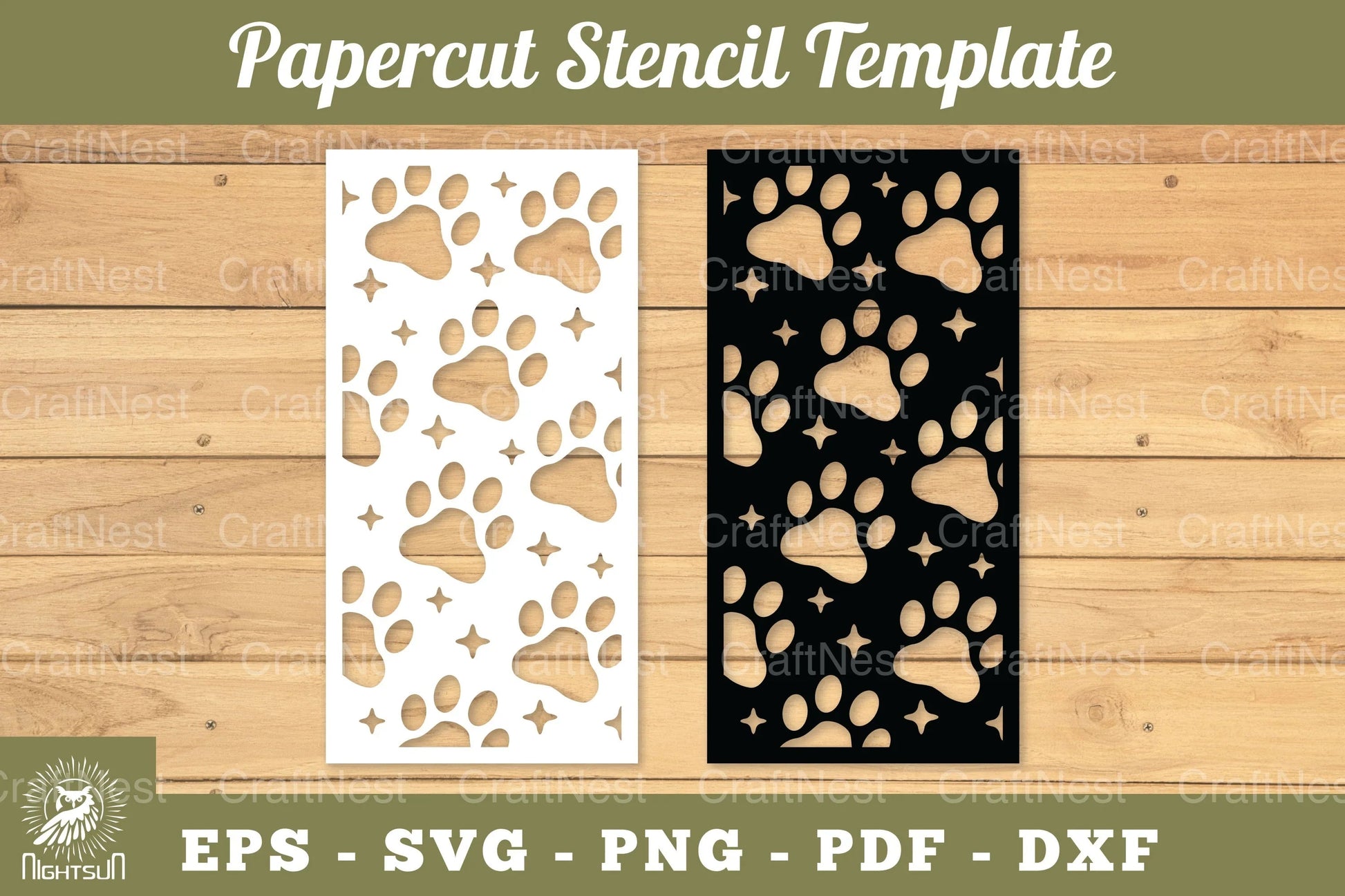 Paw Papercut Stencil Template Clipart Bundle - CraftNest - Digital Crafting and Art