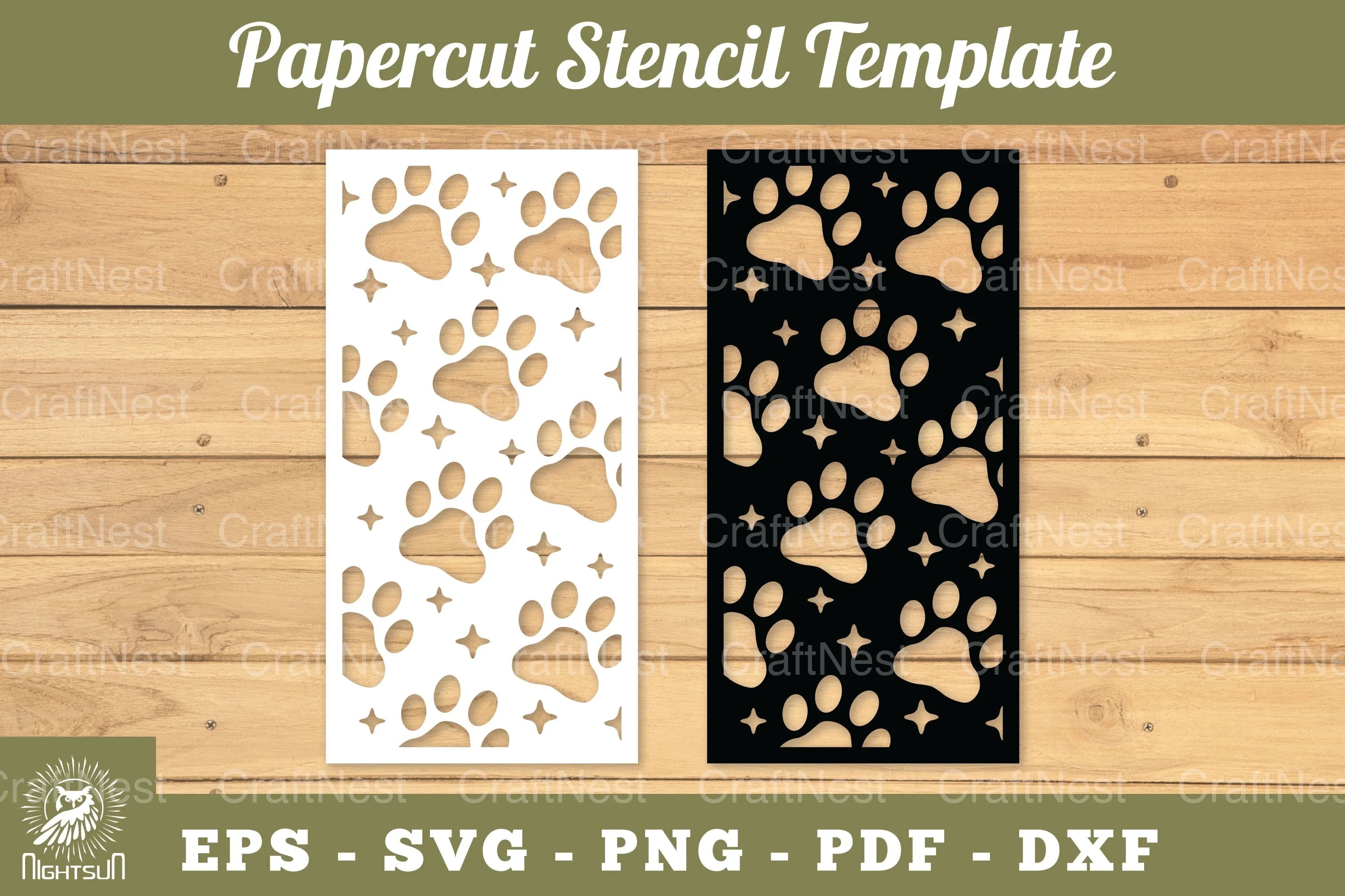 Paw Papercut Stencil Template Clipart Bundle - CraftNest - Digital Crafting and Art