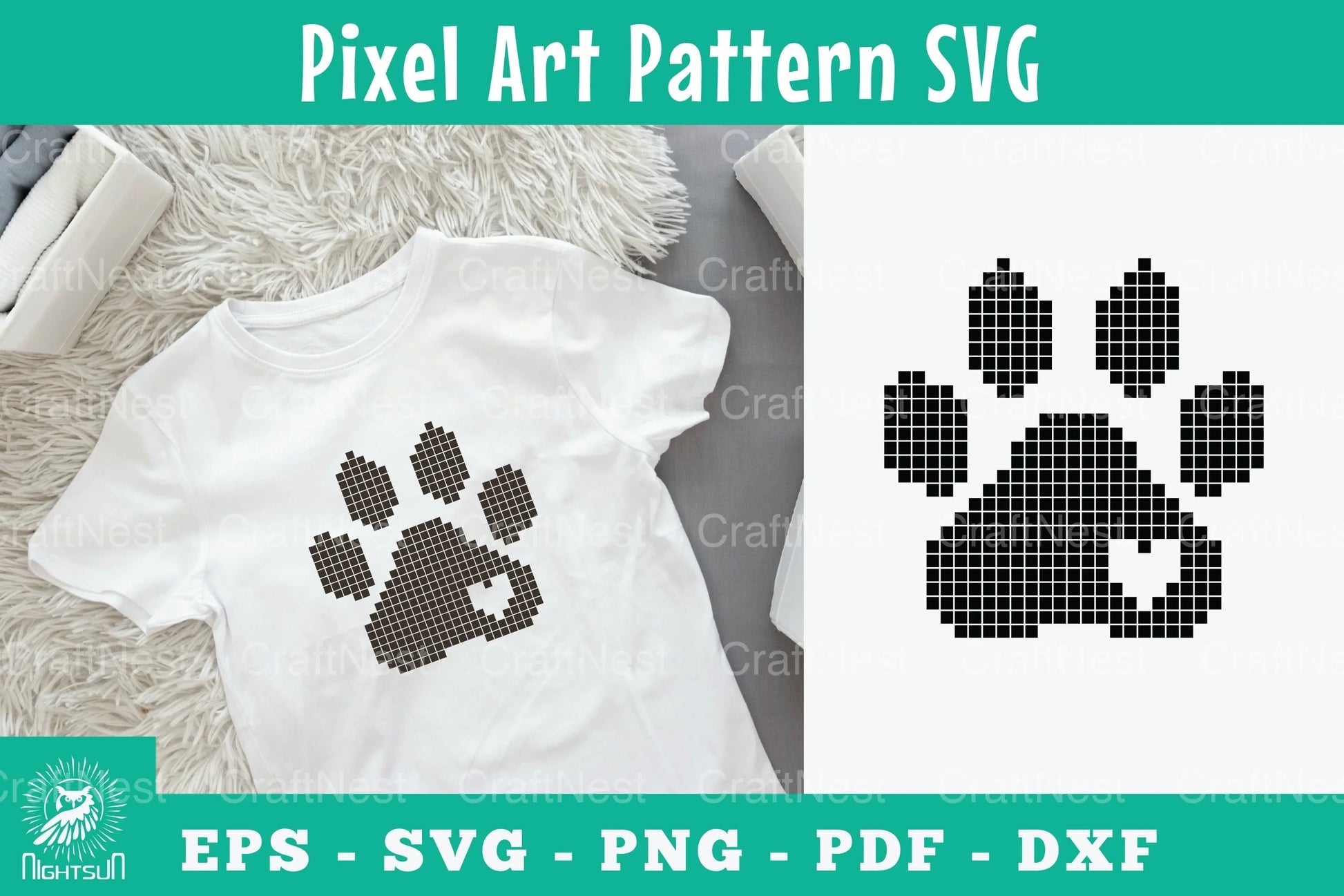 Paw Pixel Art Pattern Clipart Bundle - CraftNest - Digital Crafting and Art
