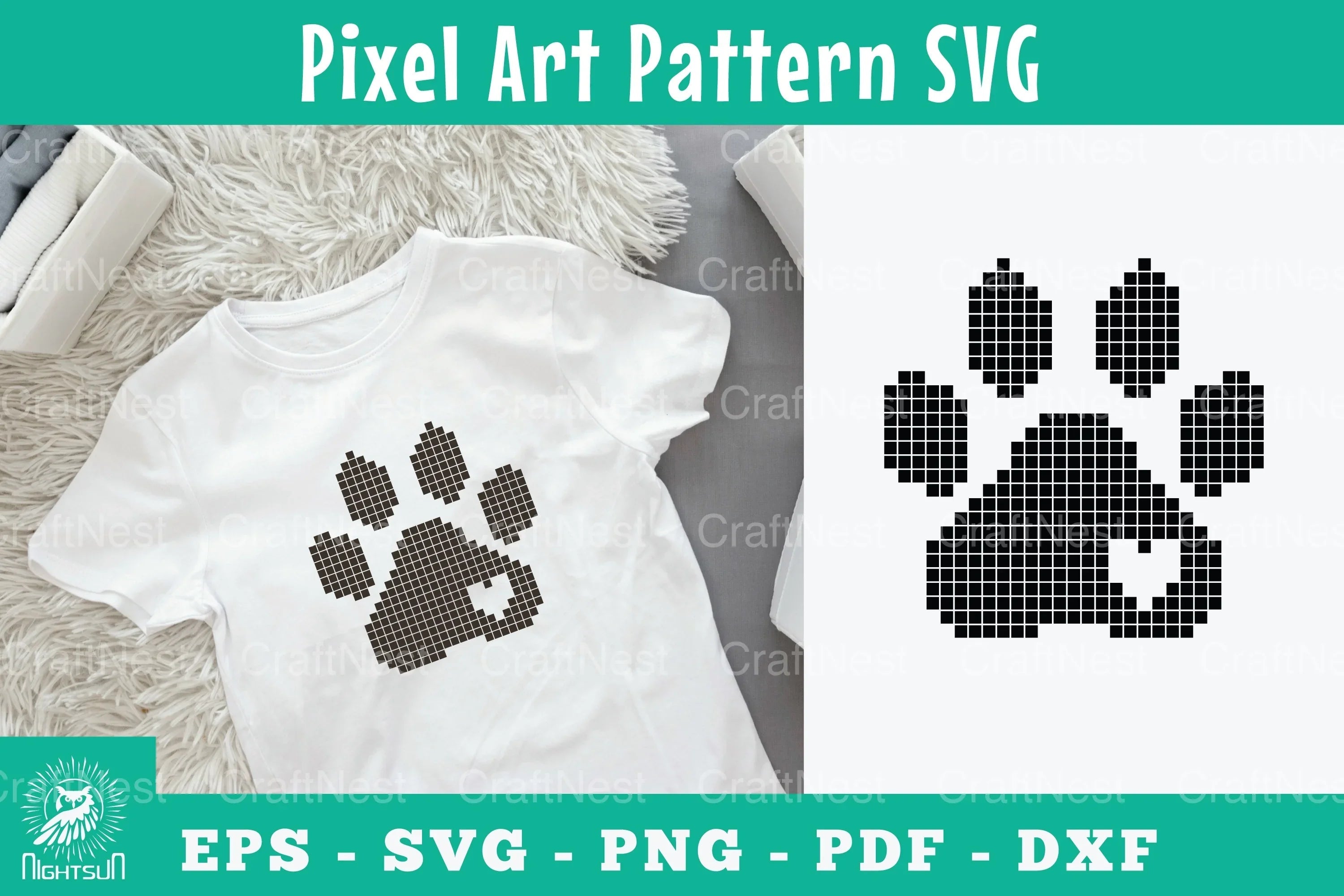 Paw Pixel Art Pattern Clipart Bundle - CraftNest - Digital Crafting and Art