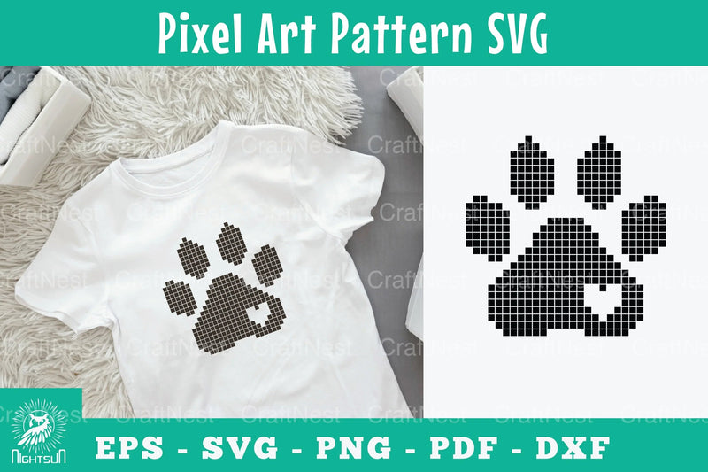 Paw Pixel Art Pattern Clipart Bundle - CraftNest - Digital Crafting and Art