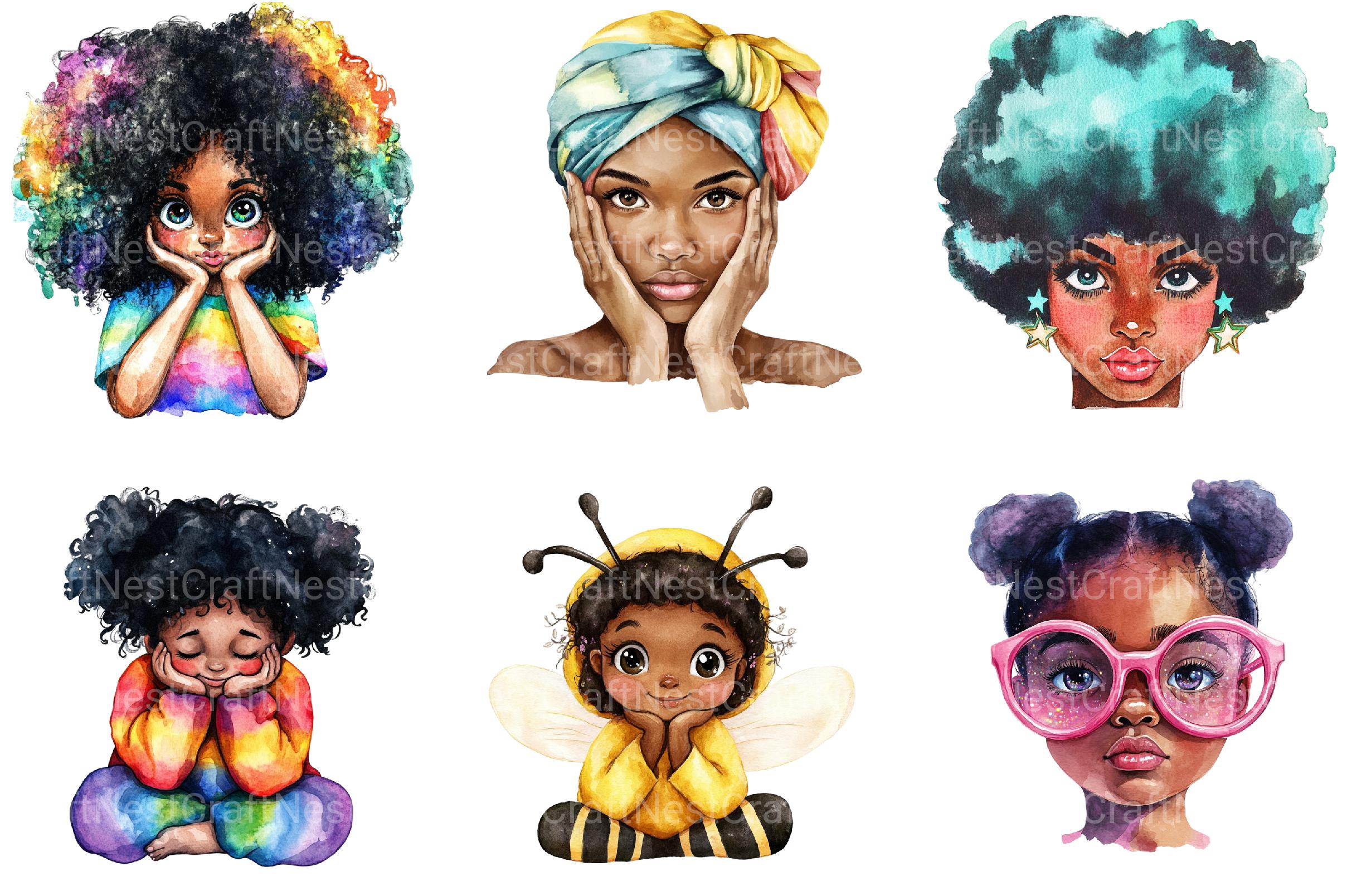 Peeking Black Girls Clipart - CraftNest - Digital Crafting and Art