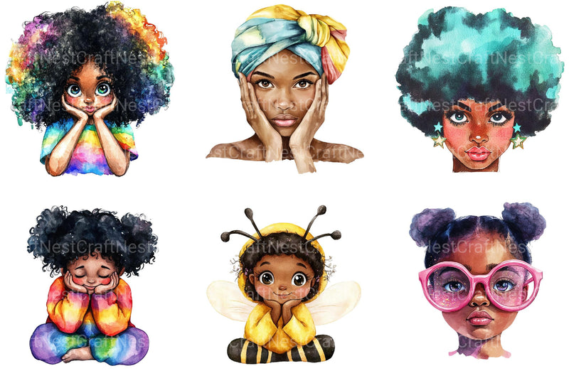 Peeking Black Girls Clipart - CraftNest - Digital Crafting and Art