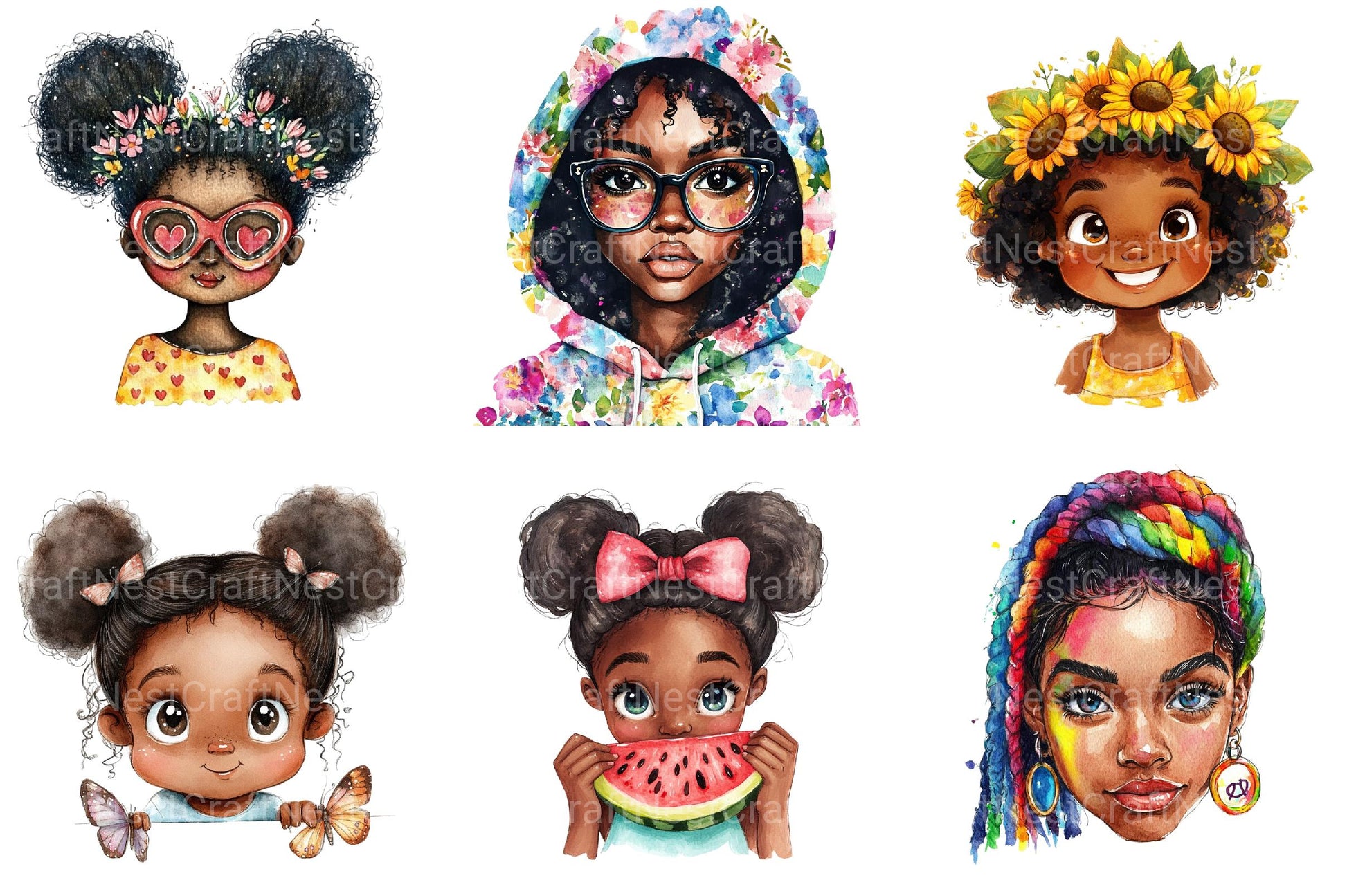 Peeking Black Girls Clipart - CraftNest - Digital Crafting and Art