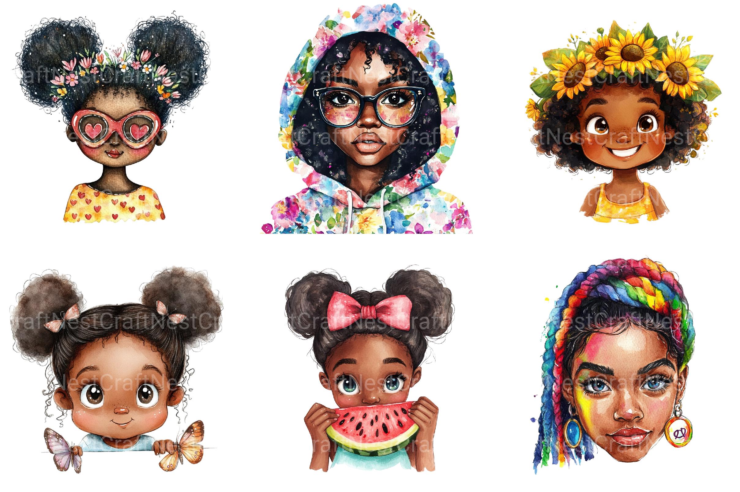 Peeking Black Girls Clipart - CraftNest - Digital Crafting and Art