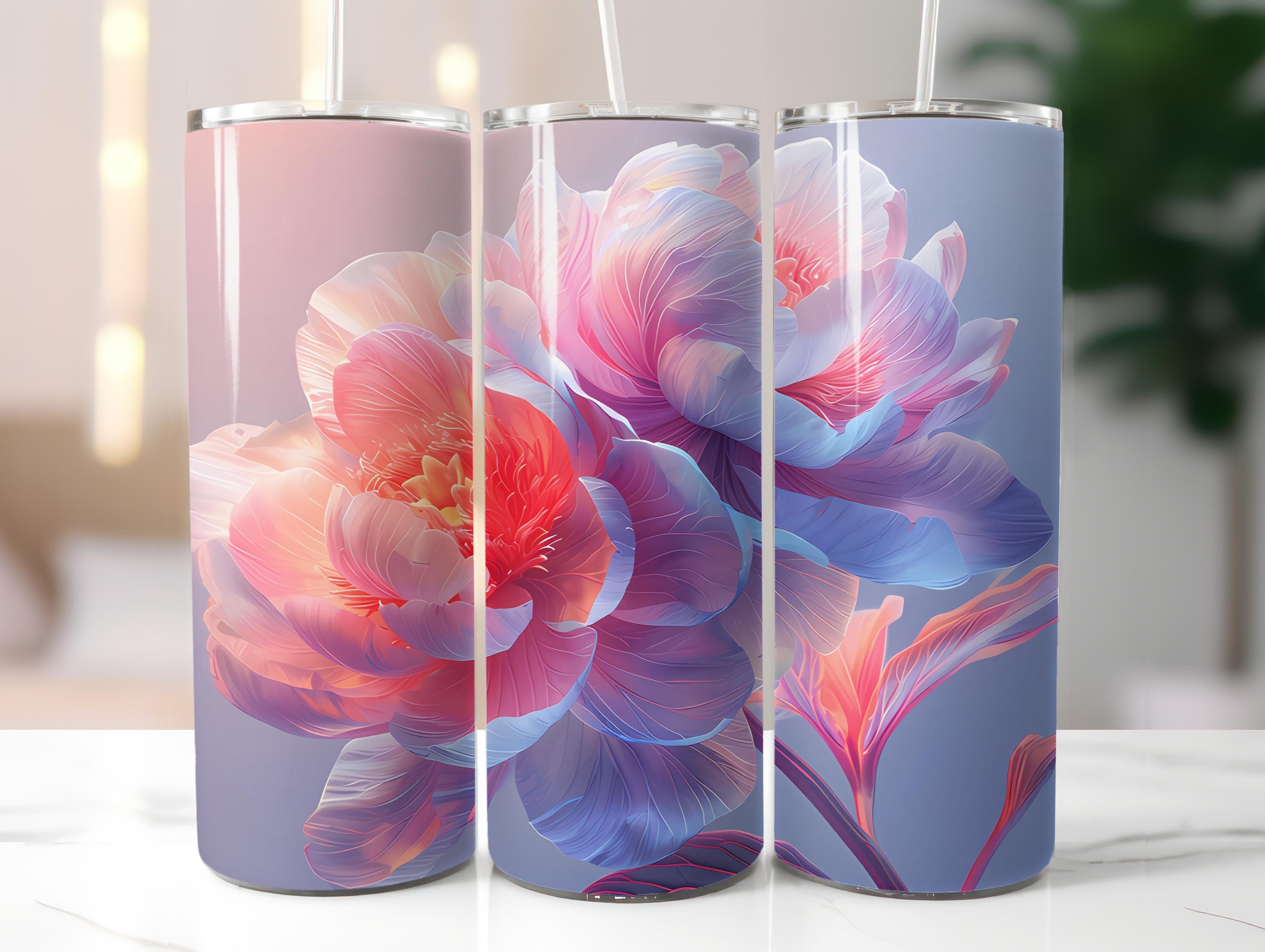 Peonies Flowers Tumbler Wrap - CraftNest - Digital Crafting and Art