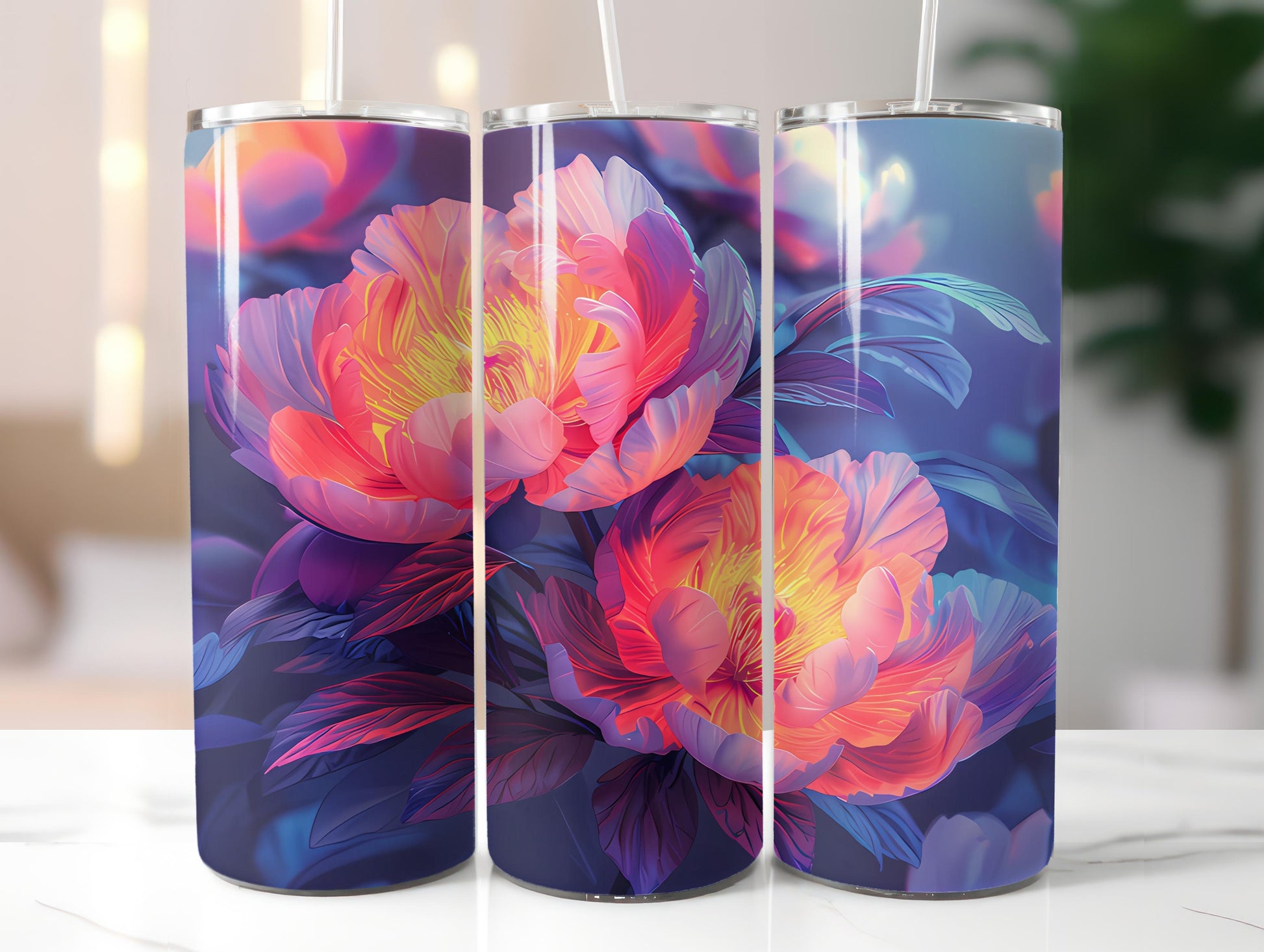 Peonies Flowers Tumbler Wrap - CraftNest - Digital Crafting and Art