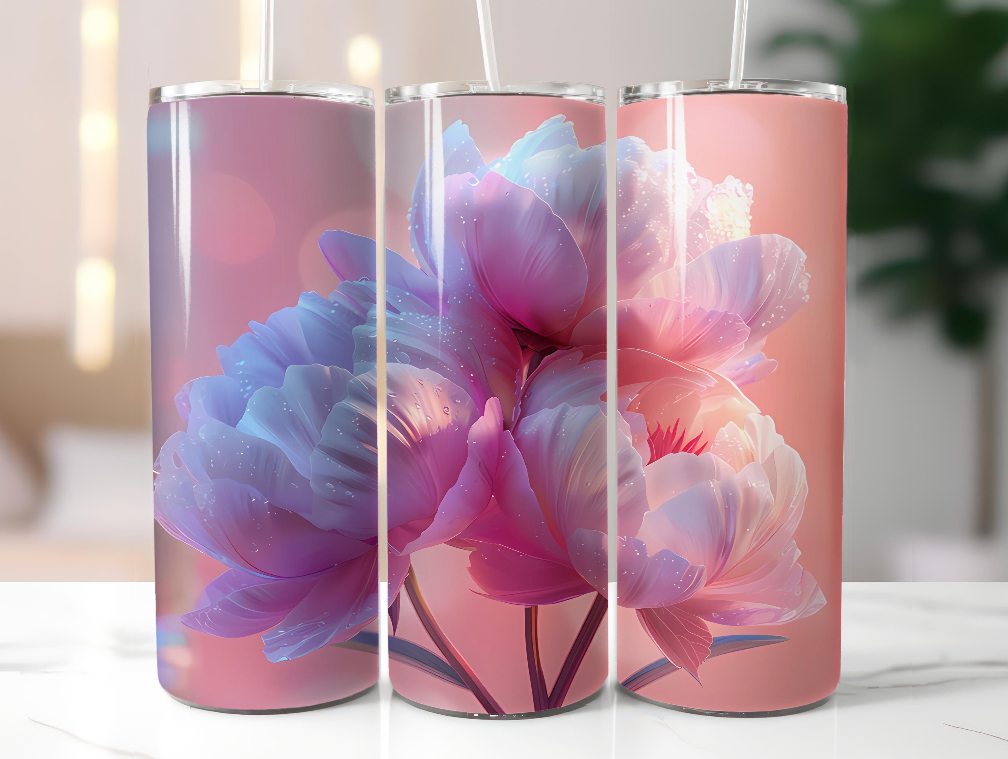 Peonies Flowers Tumbler Wrap - CraftNest - Digital Crafting and Art