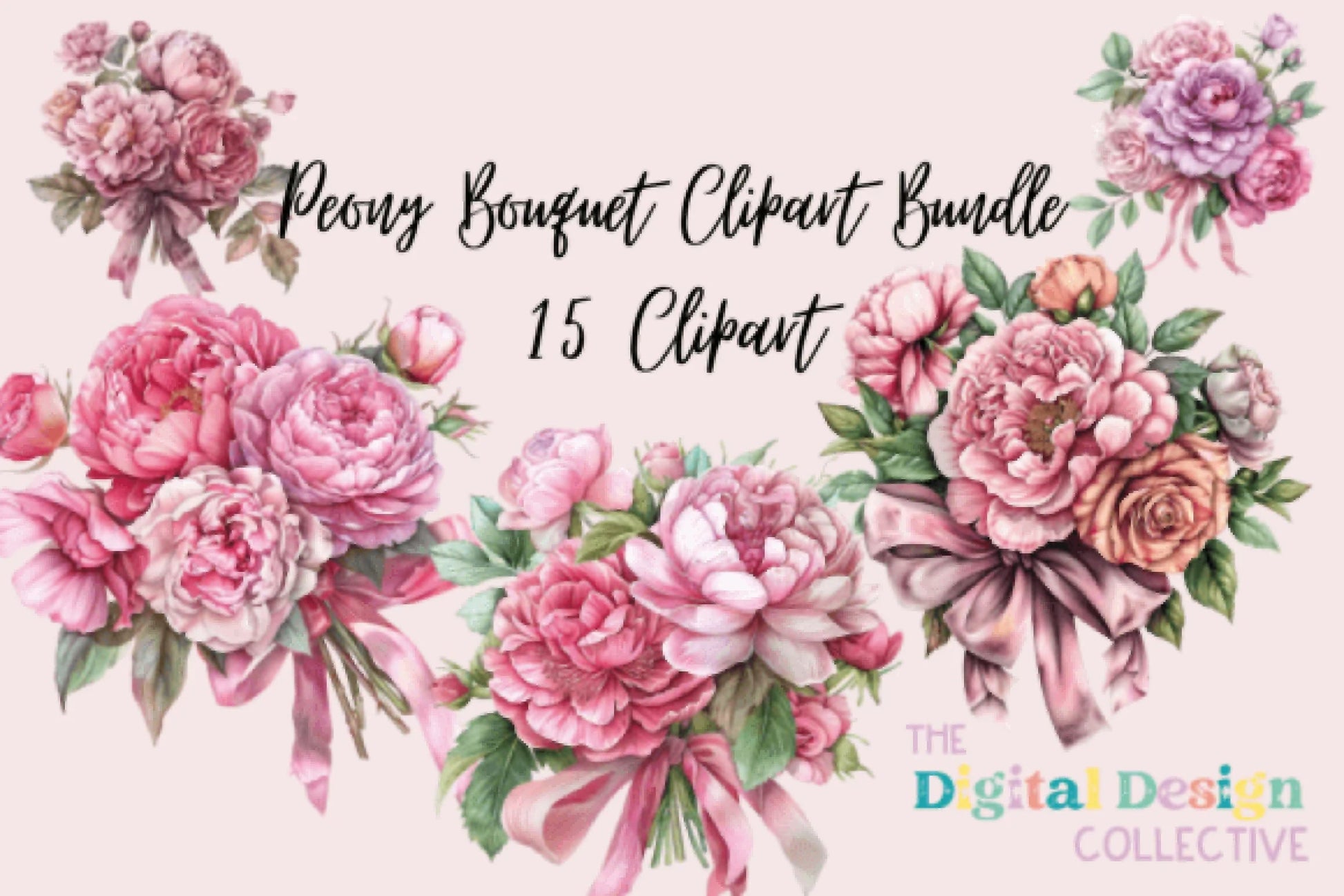 Peony Bouquet Clipart Bundle - CraftNest - Digital Crafting and Art