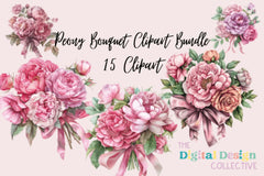 Peony Bouquet Clipart Bundle - CraftNest - Digital Crafting and Art