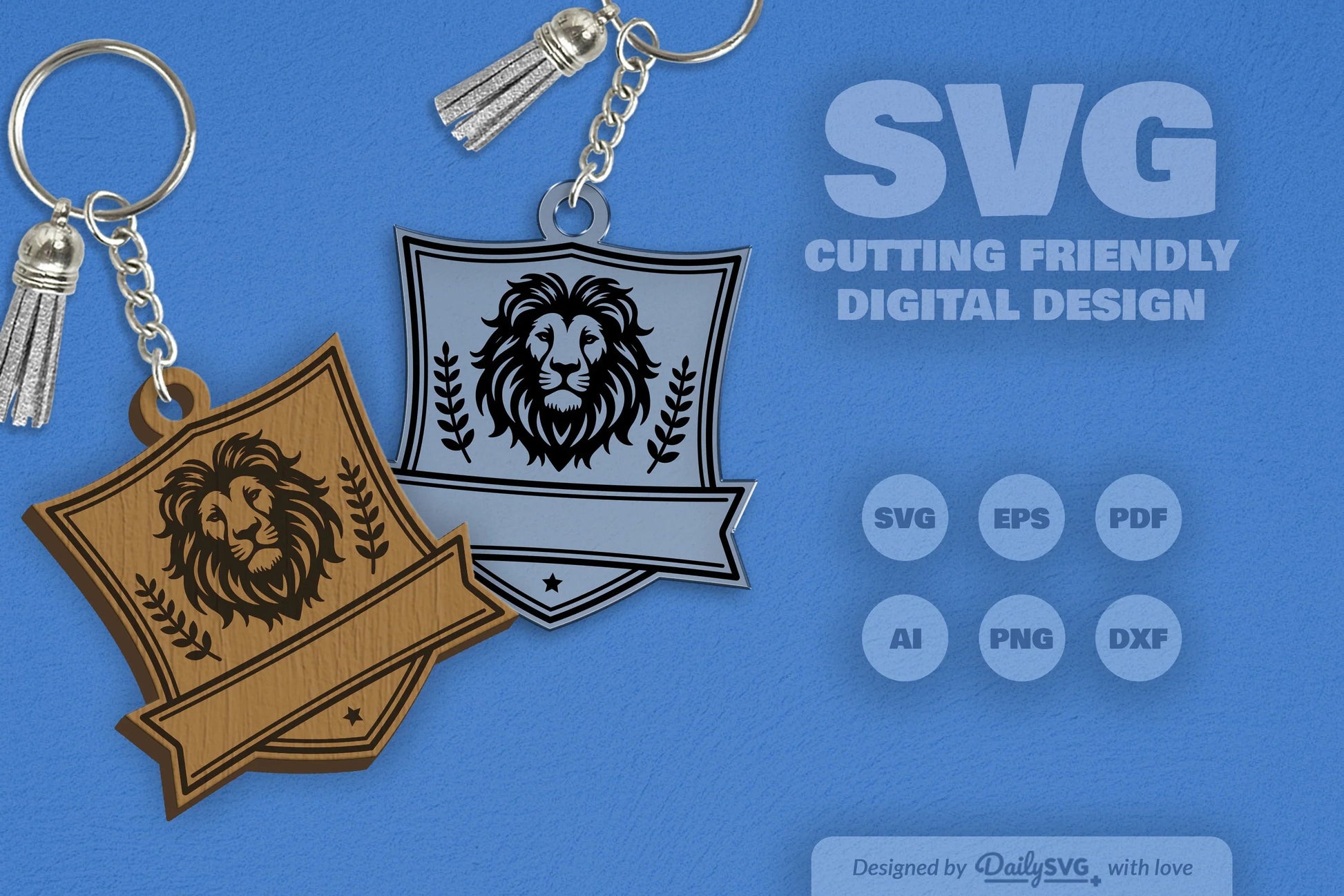 Personalized Wild Animal Keychain Laser Cut Clipart - CraftNest - Digital Crafting and Art