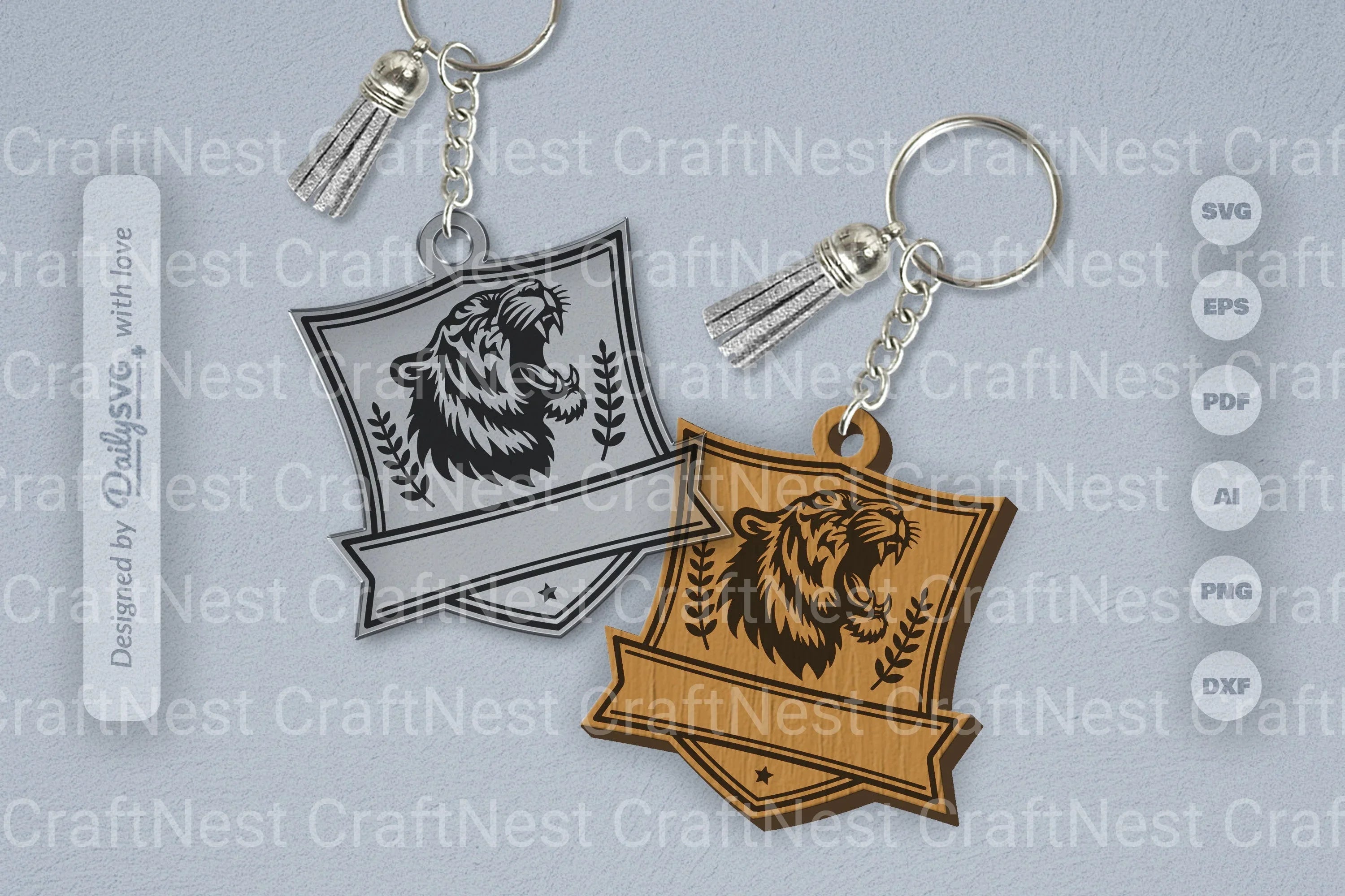 Personalized Wild Animal Keychain SVG Bundle SVGs