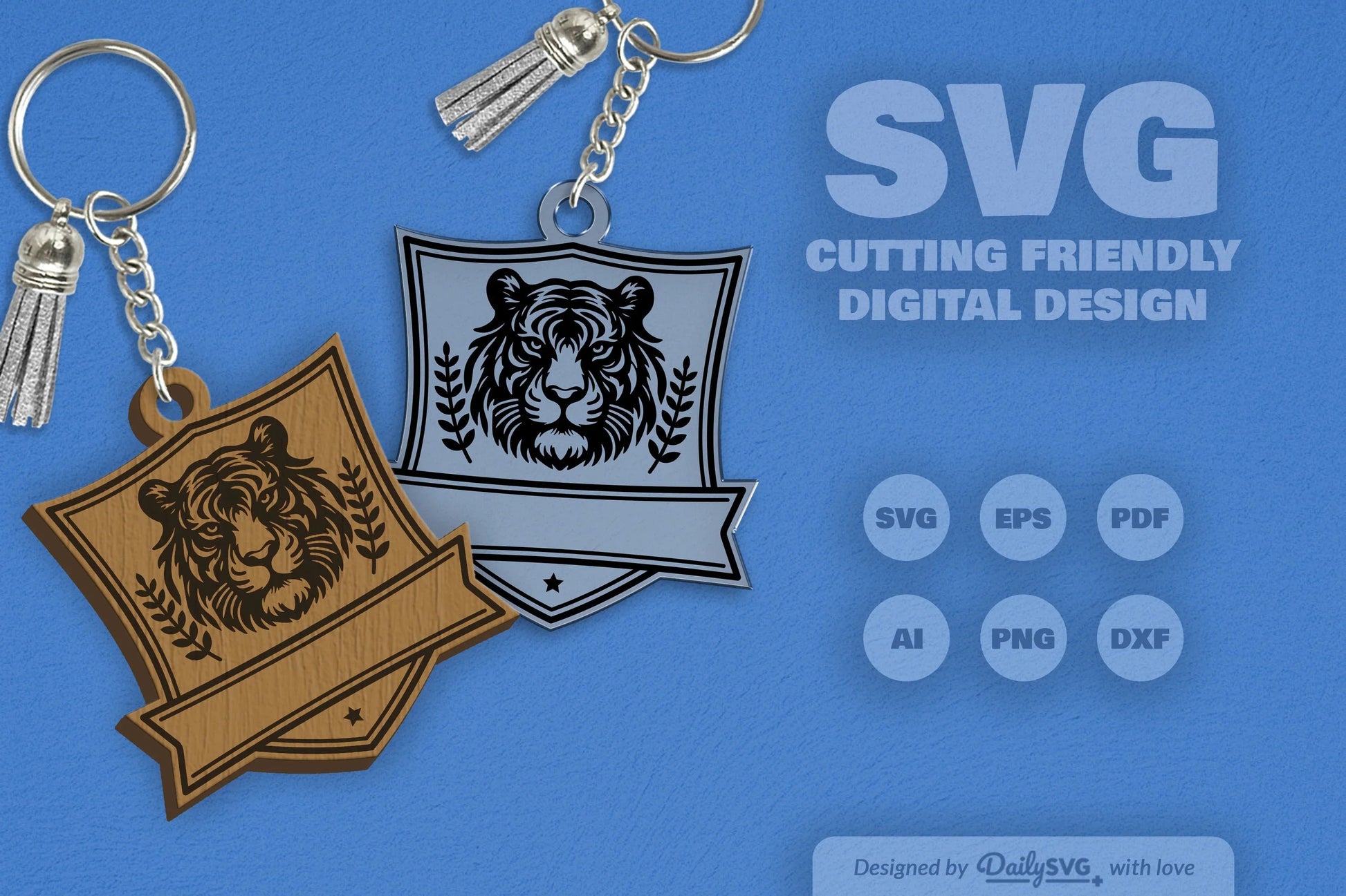 Personalized Wild Animal Keychain Laser Cut Clipart - CraftNest - Digital Crafting and Art