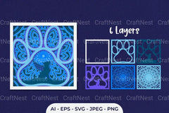 Pet Dog With Wings Memorial 3D Layered Papercut Clipart Bundle - CraftNest - Digital Crafting and Art