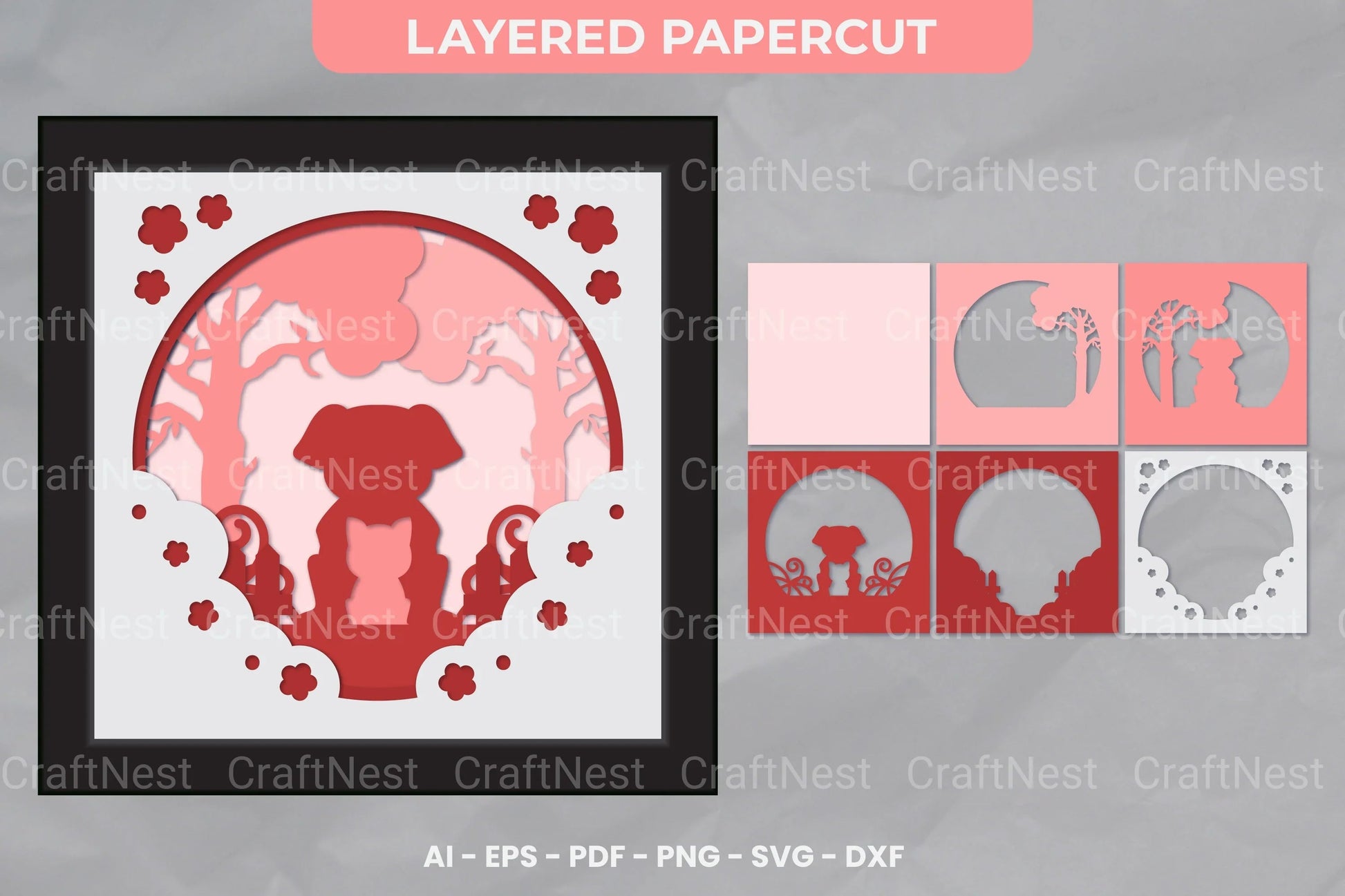 Pet Lover 3D Layered Papercut SVG Bundle - CraftNest - Digital Crafting and Art