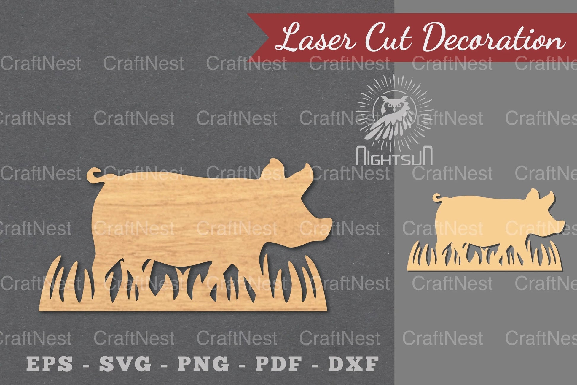 Pig Laser Cut Decoration Bundle - CraftNest - Digital Crafting and Art