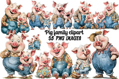 Pig Family Clipart Bundle - CraftNest - Digital Crafting and Art