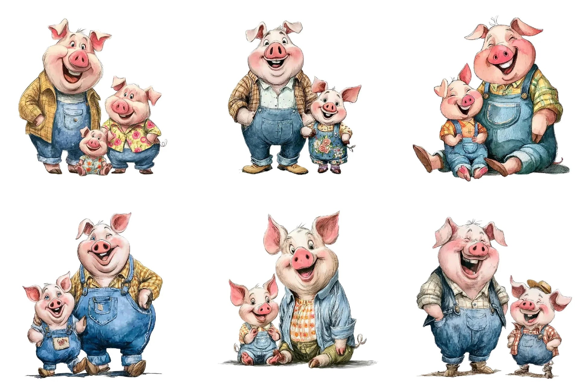 Pig Family Clipart Bundle - CraftNest - Digital Crafting and Art