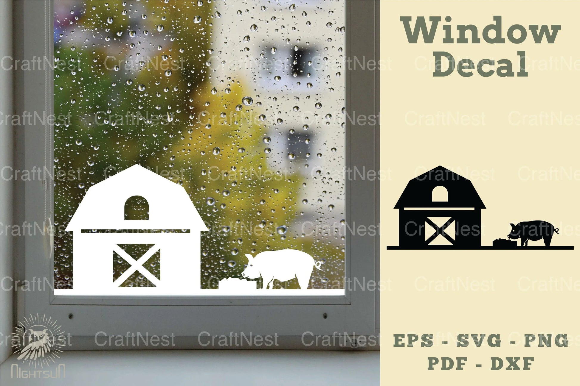 Pigs on the Farm Window Decal Clipart - CraftNest - Digital Crafting and Art