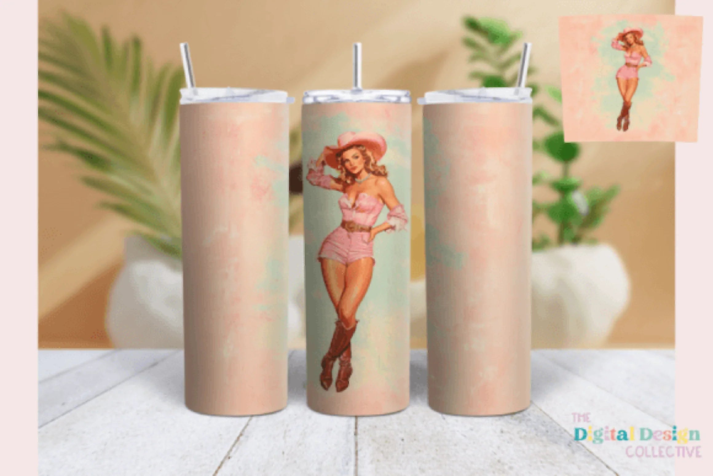 Retro Western Pin-Up Girl Tumbler Wrap Bundle - CraftNest - Digital Crafting and Art