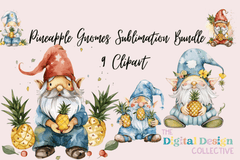 Whimsical Pineapple Gnomes Clipart Bundle - CraftNest - Digital Crafting and Art
