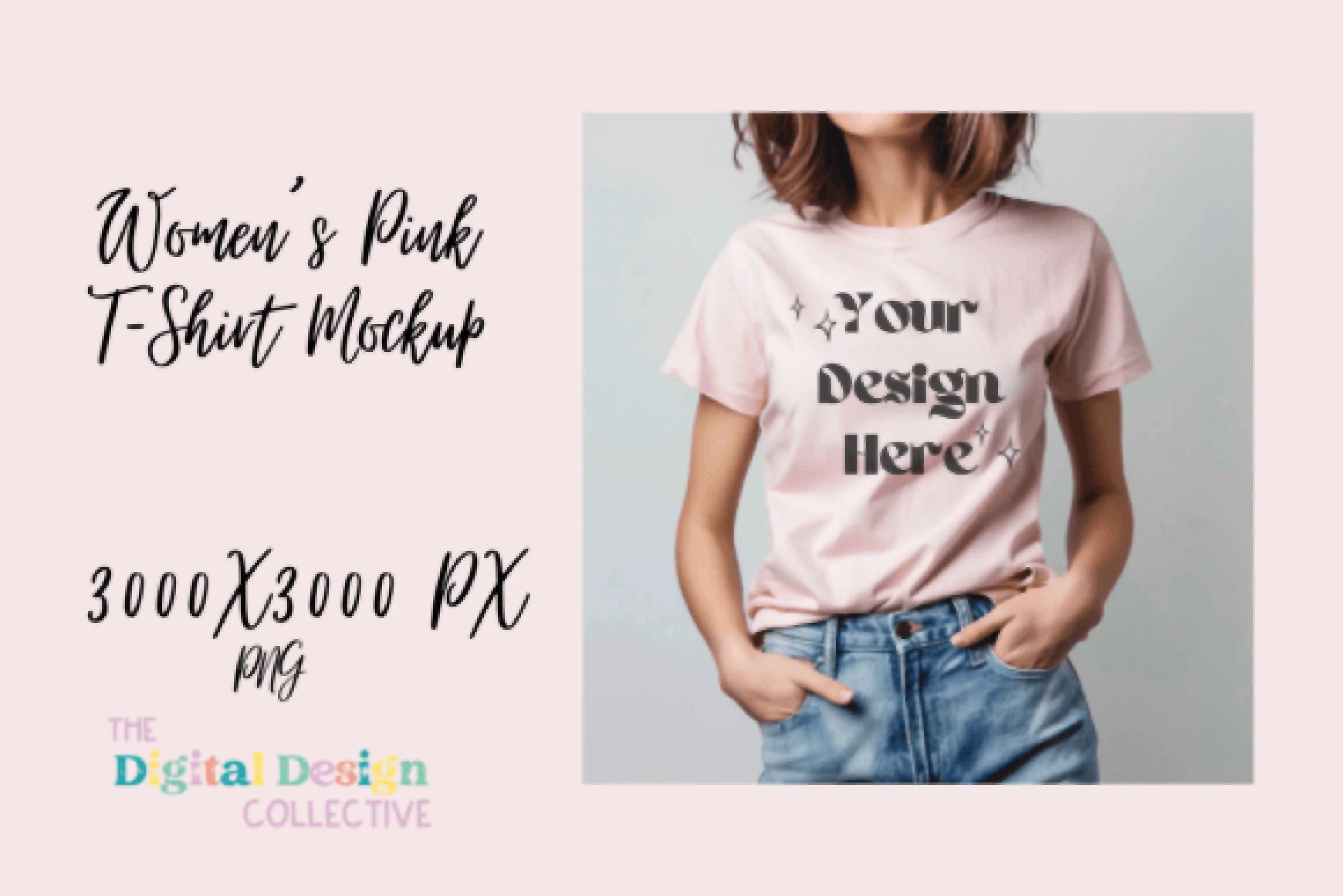 Pink Bella Canvas 3001 T-Shirt Mockup - CraftNest - Digital Crafting and Art