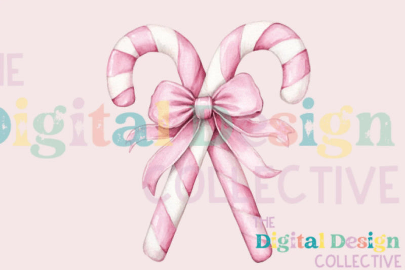 Pink Candy Cane Coquette Bow Christmas Decor Clipart Bundle - CraftNest - Digital Crafting and Art