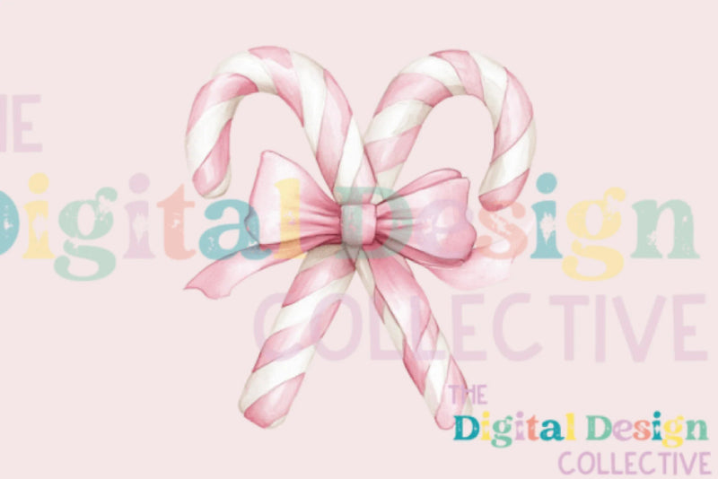 Pink Candy Cane Coquette Bow Christmas Decor Clipart Bundle - CraftNest - Digital Crafting and Art