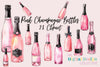 Pink Champagne Bottle Clipart Bundle