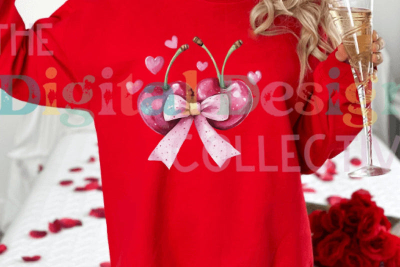 Valentine's Day Coquette Bow Cherry Design Clipart Bundle - CraftNest - Digital Crafting and Art