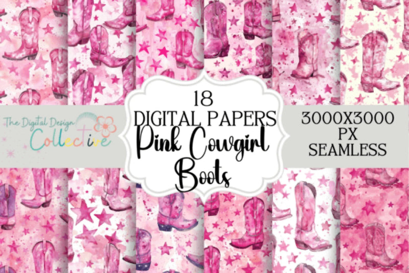Pink Cowboy Boots Seamless Digital Paper - CraftNest - Digital Crafting and Art
