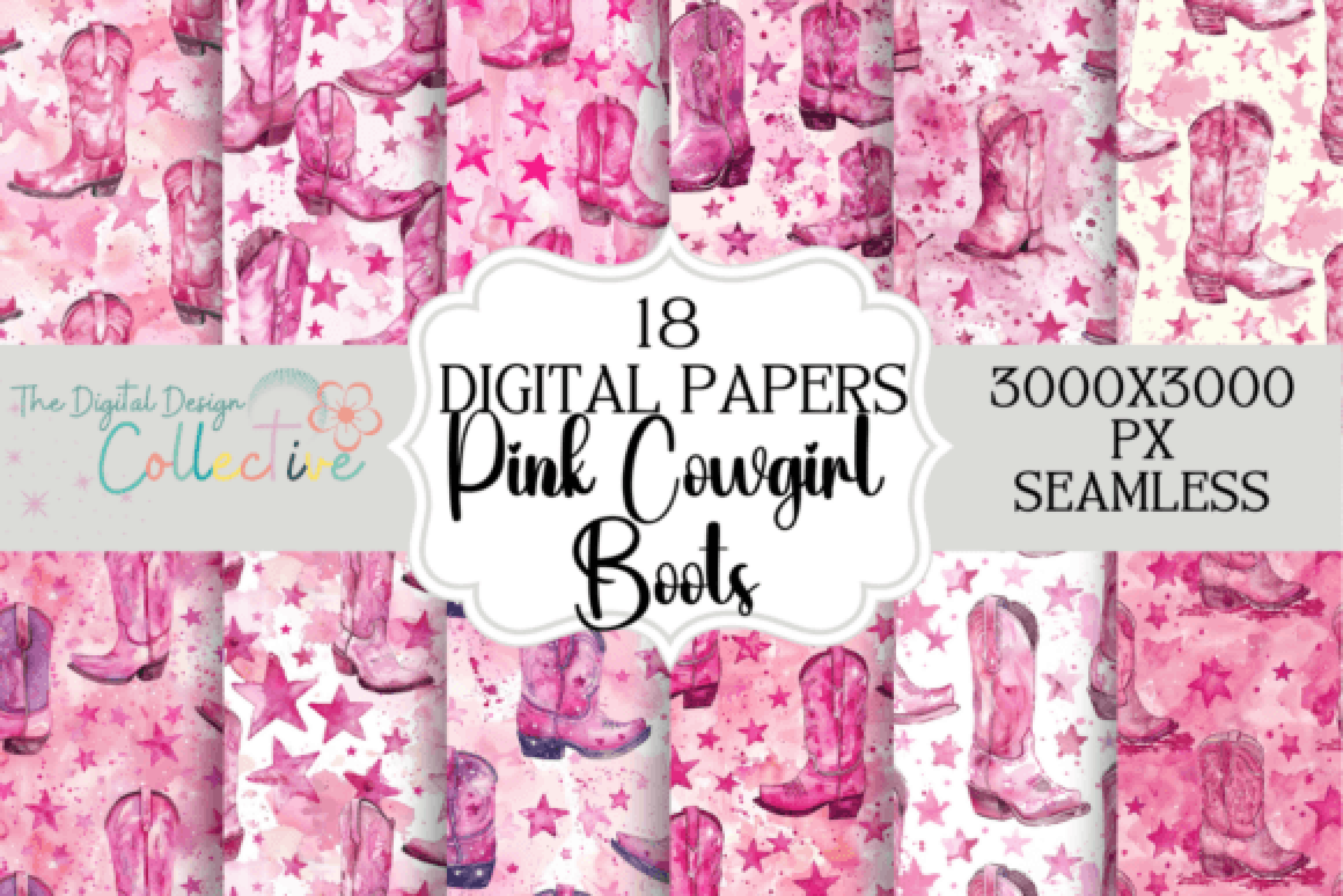 Pink Cowboy Boots Seamless Digital Paper