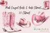 Pink Girly Cowgirl Boots and Hats Clipart Bundle