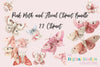 Pink Moth and Floral Clipart Bundle