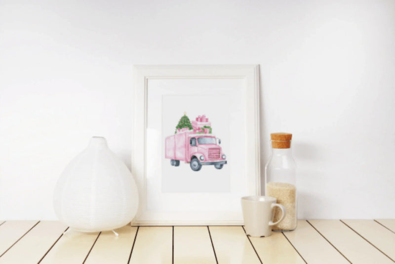Pink Christmas Package Trucks Clipart Bundle - CraftNest - Digital Crafting and Art