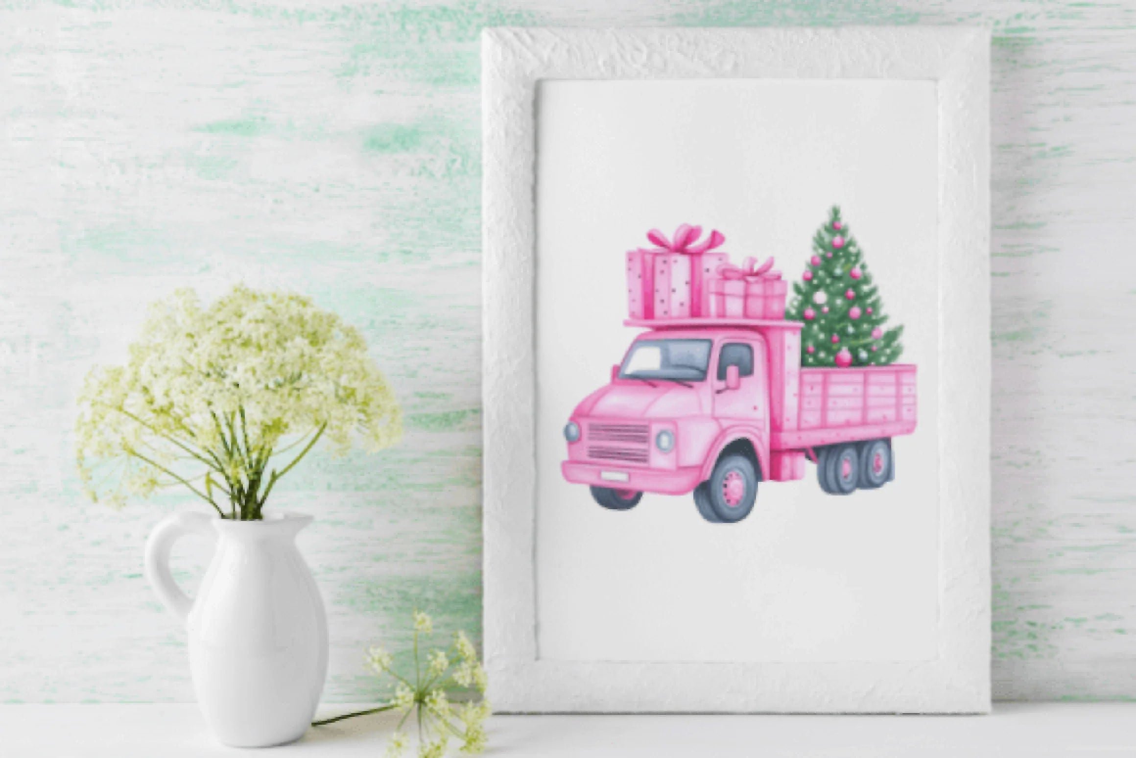 Pink Christmas Package Trucks Clipart Bundle - CraftNest - Digital Crafting and Art
