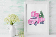 Pink Christmas Package Trucks Clipart Bundle - CraftNest - Digital Crafting and Art