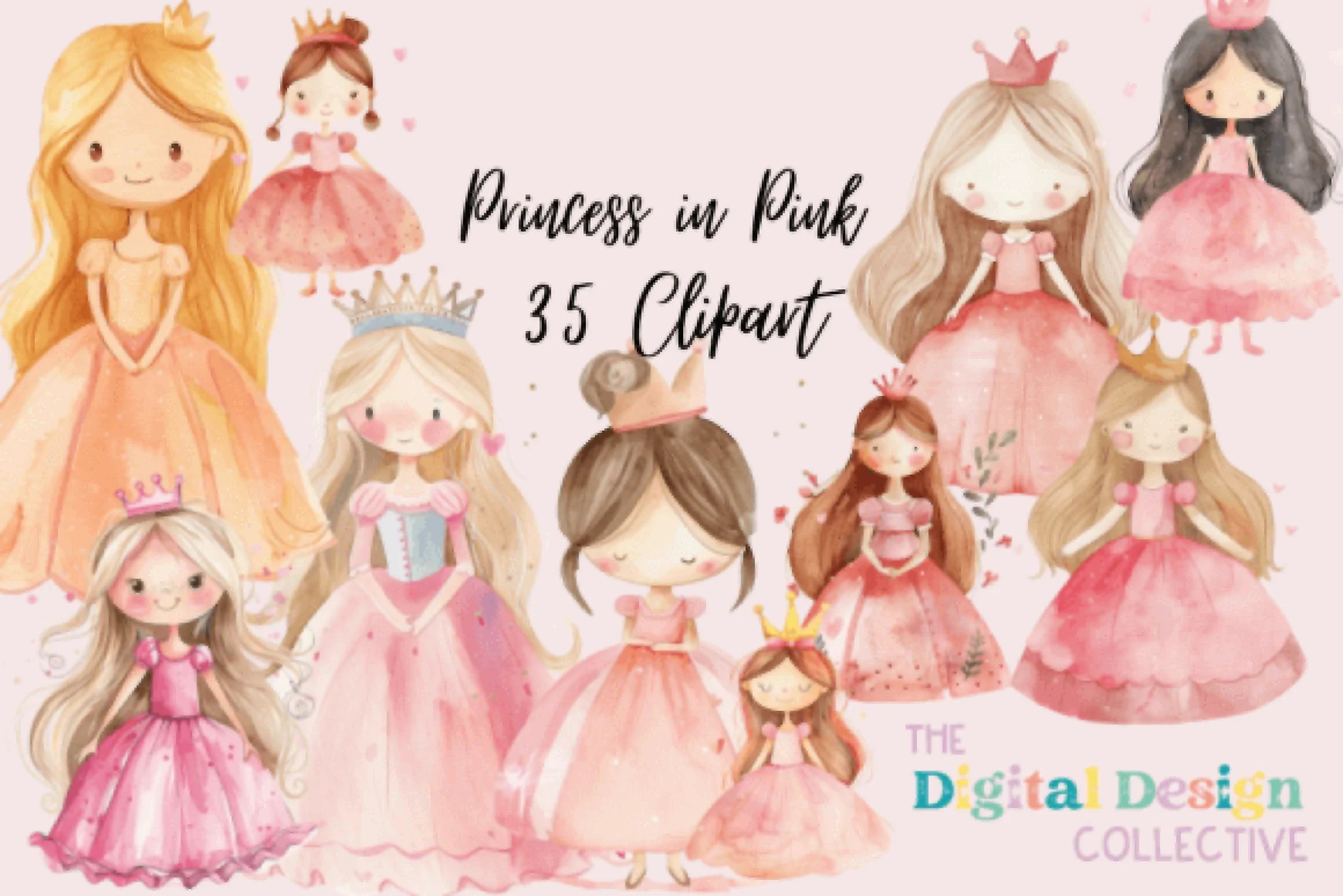 Charming Pink Princess Clipart Bundle - CraftNest - Digital Crafting and Art