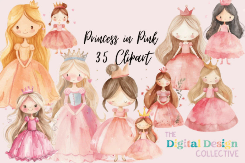 Charming Pink Princess Clipart Bundle - CraftNest - Digital Crafting and Art