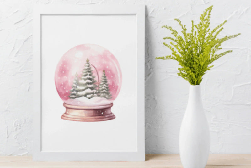 Pink Snow Globe Christmas Clipart Bundle - CraftNest - Digital Crafting and Art