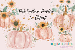 Pink Sunflower Pumpkin Clipart Bundle - CraftNest - Digital Crafting and Art